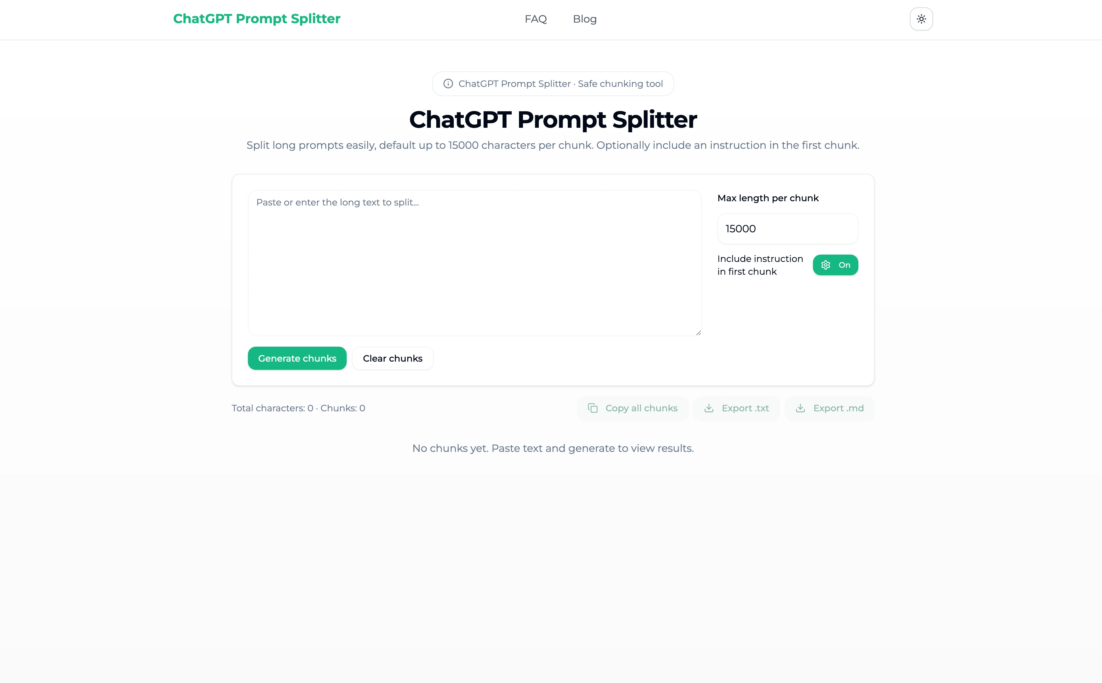 ChatGPT Prompt Splitter for long prompt